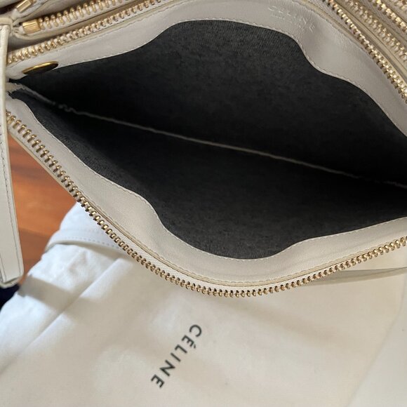 Céline Large Trio Crossbody Bag in White Lambskin - Picture 11 of 16